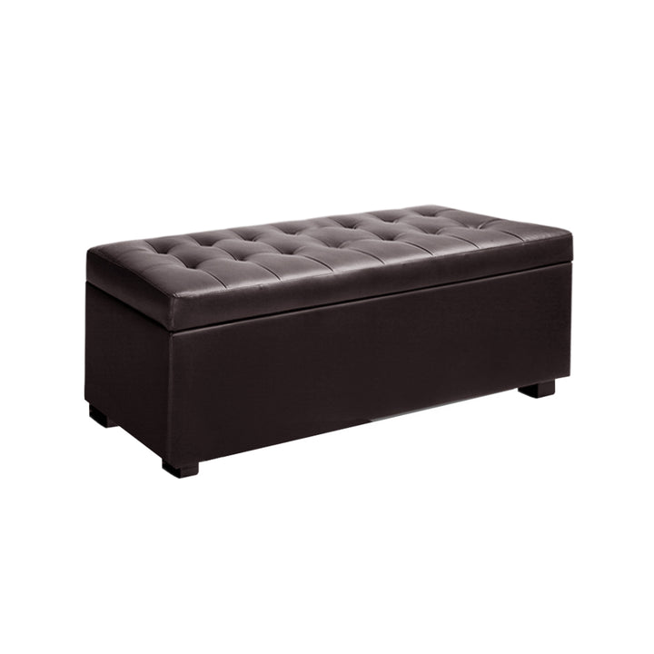 P&F SkyWay Storage Ottoman Blanket Box Footstool Leather Foot Stool Chest Toy Brown