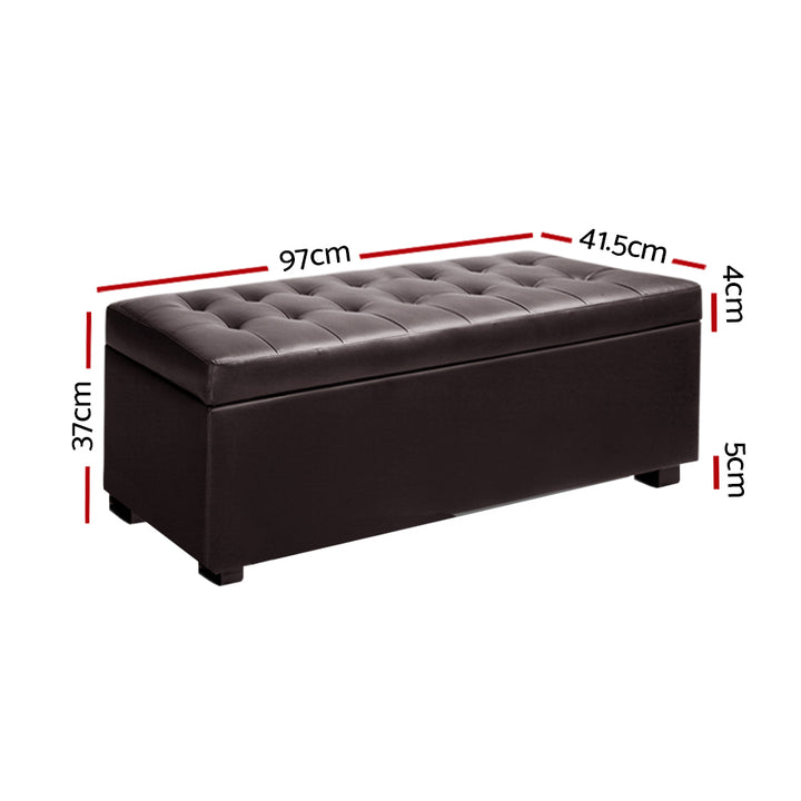 P&F SkyWay Storage Ottoman Blanket Box Footstool Leather Foot Stool Chest Toy Brown