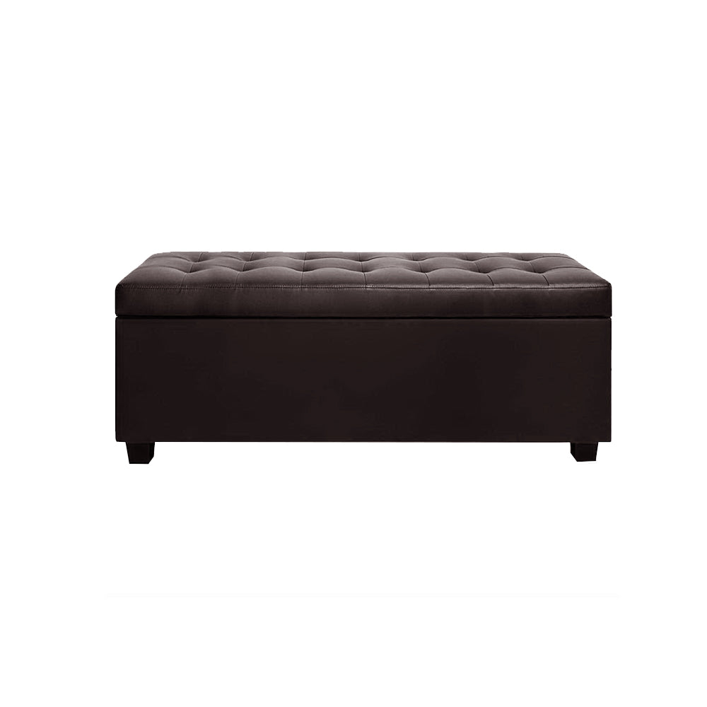 P&F SkyWay Storage Ottoman Blanket Box Footstool Leather Foot Stool Chest Toy Brown