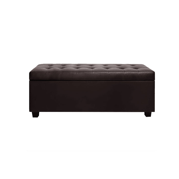 P&F SkyWay Storage Ottoman Blanket Box Footstool Leather Foot Stool Chest Toy Brown