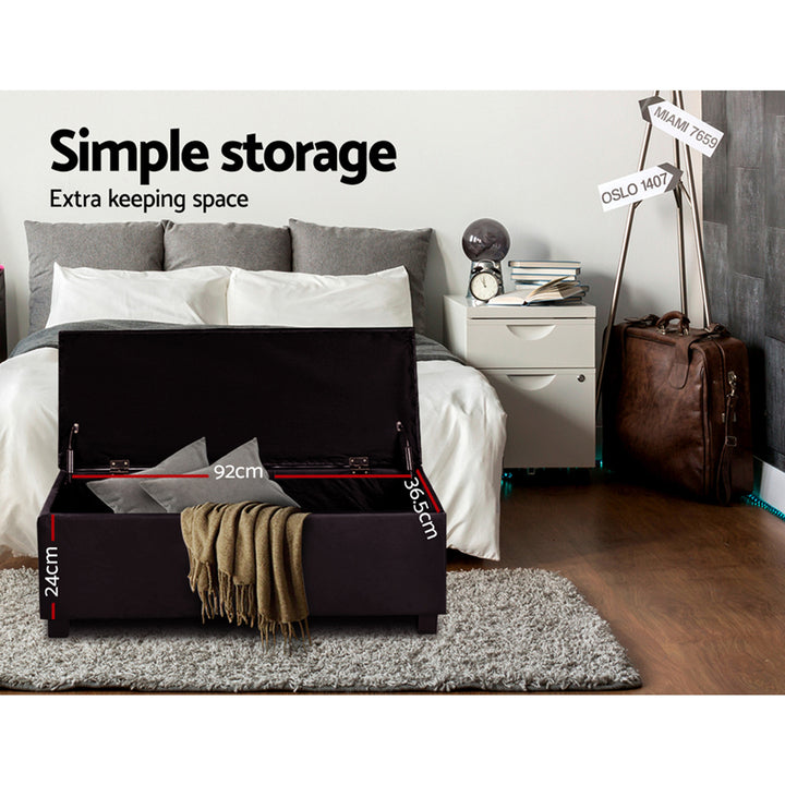 P&F SkyWay Storage Ottoman Blanket Box Footstool Leather Foot Stool Chest Toy Brown