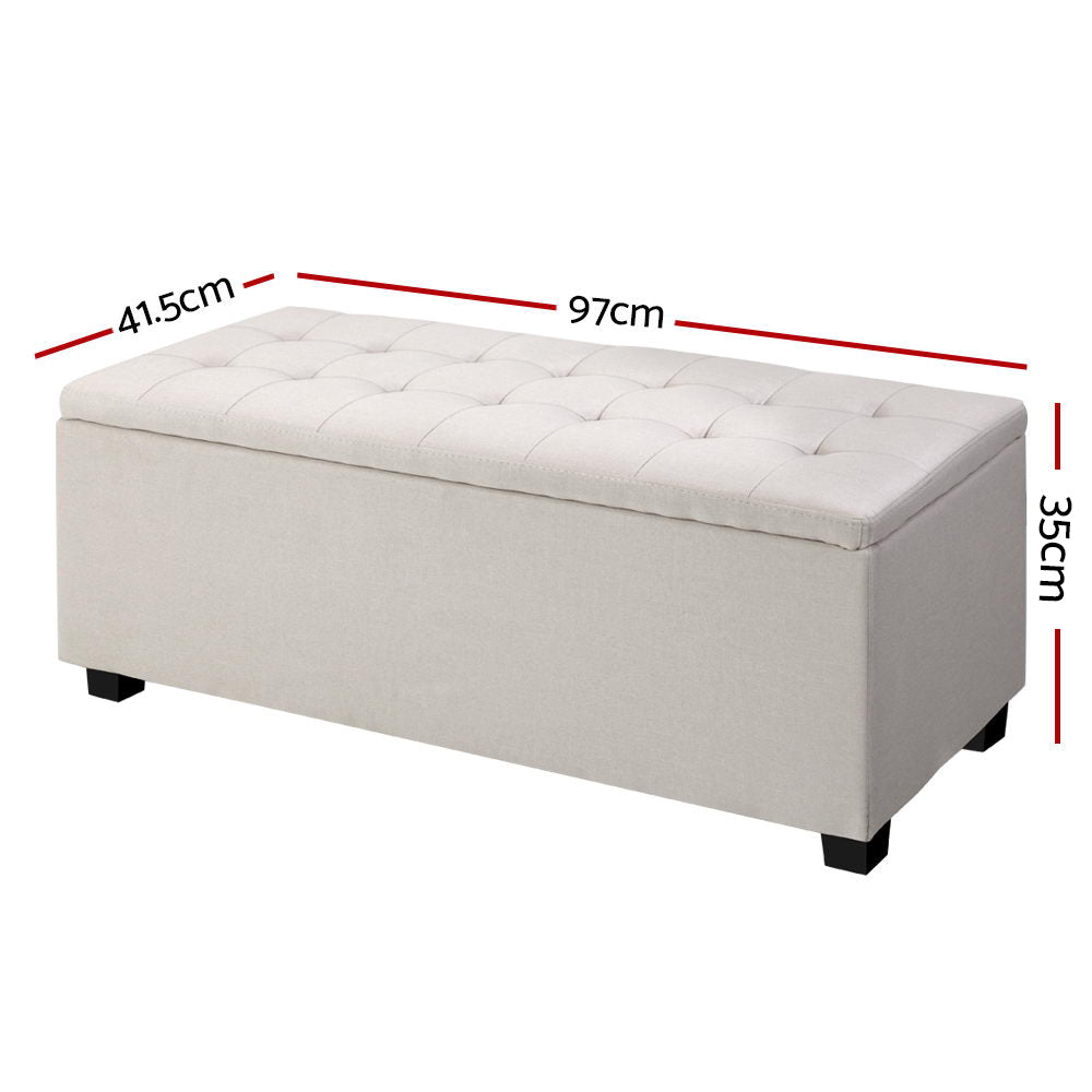 P&F SkyWay Large Fabric Storage Ottoman - Beige