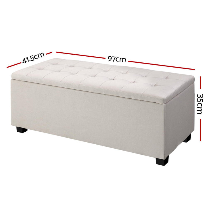 P&F SkyWay Large Fabric Storage Ottoman - Beige