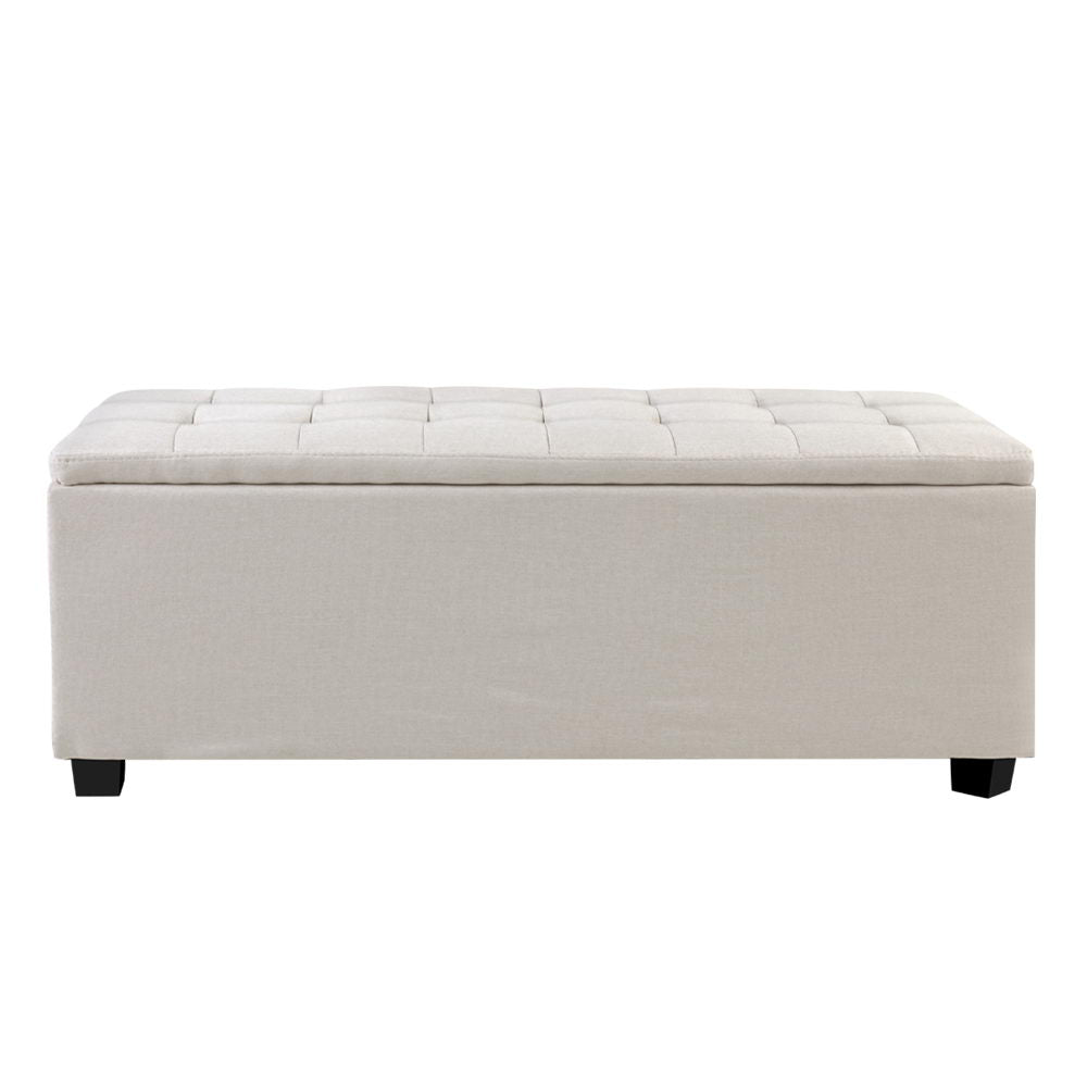 P&F SkyWay Large Fabric Storage Ottoman - Beige