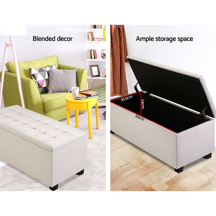 P&F SkyWay Large Fabric Storage Ottoman - Beige
