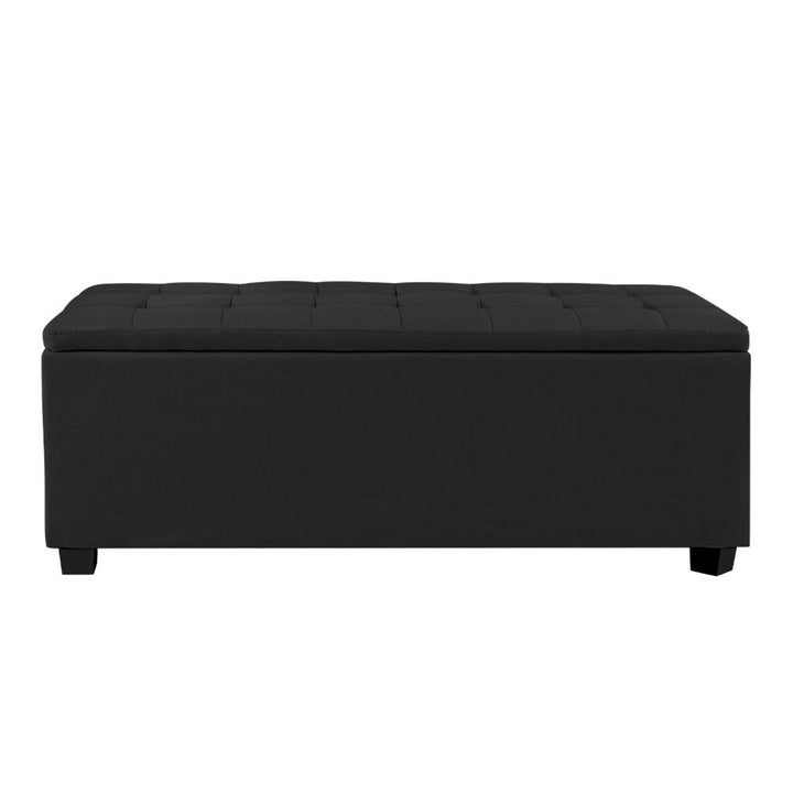 P&F SkyWay Storage Ottoman Blanket Box Black Fabric Footstool Chest Couch Seat Toy