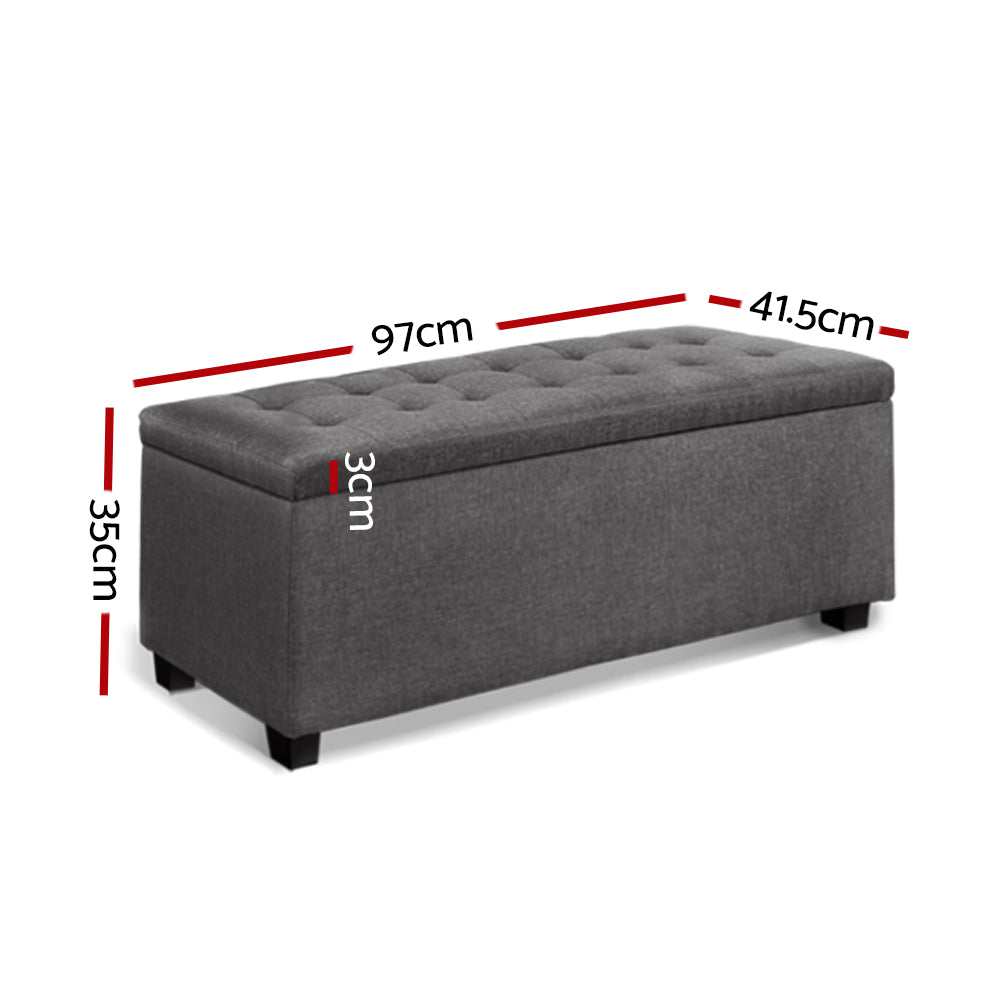 P&F SkyWay Large Fabric Storage Ottoman - Grey