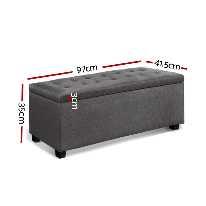 P&F SkyWay Large Fabric Storage Ottoman - Grey