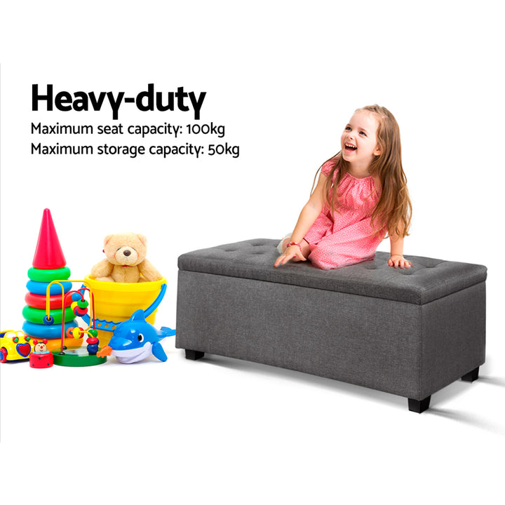 P&F SkyWay Large Fabric Storage Ottoman - Grey