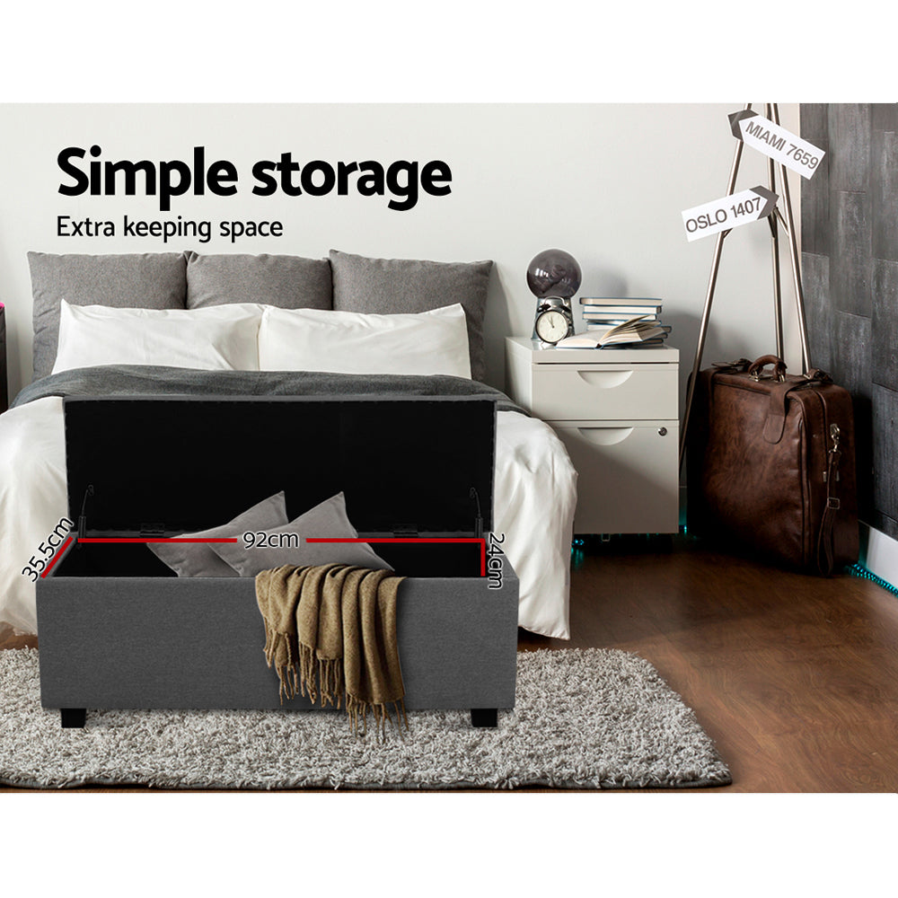 P&F SkyWay Large Fabric Storage Ottoman - Grey