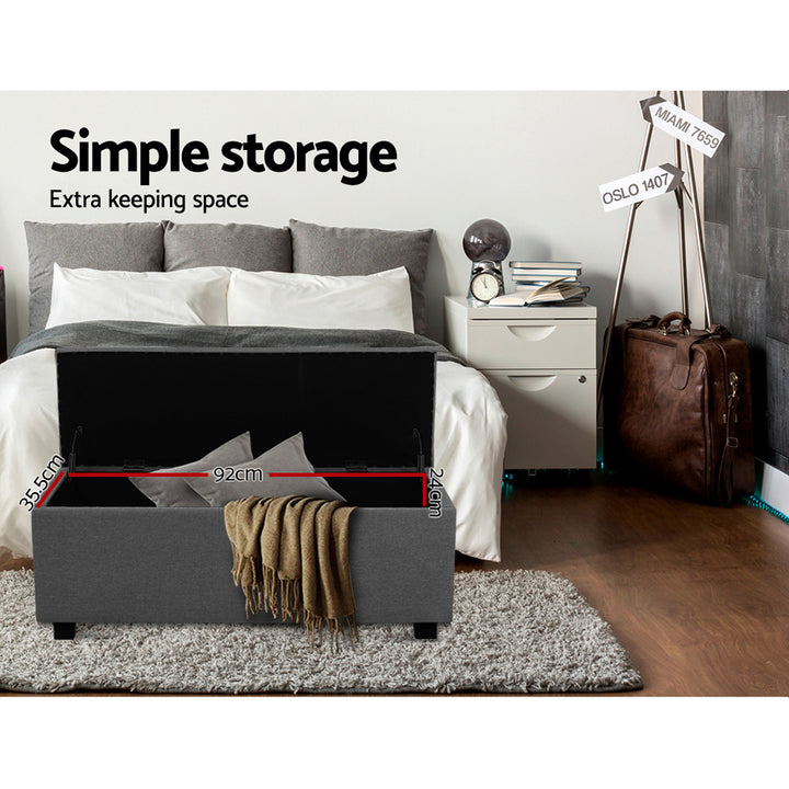 P&F SkyWay Large Fabric Storage Ottoman - Grey