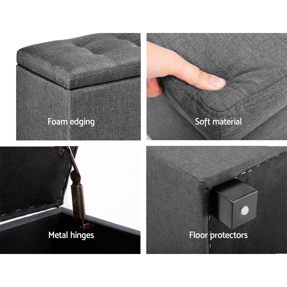 P&F SkyWay Large Fabric Storage Ottoman - Grey