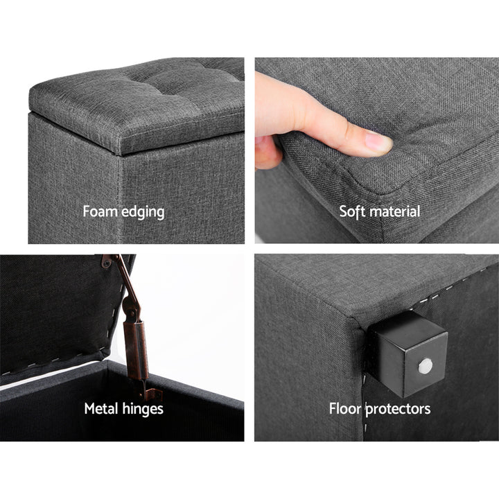P&F SkyWay Large Fabric Storage Ottoman - Grey