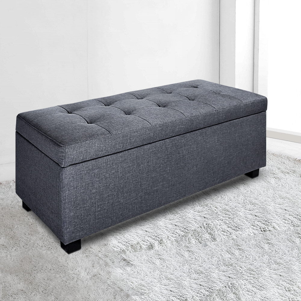 P&F SkyWay Large Fabric Storage Ottoman - Grey
