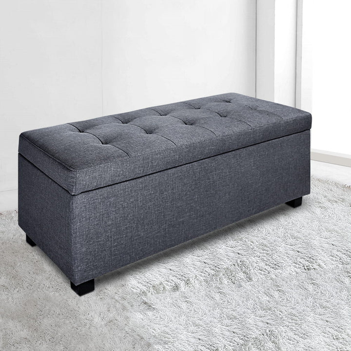 P&F SkyWay Large Fabric Storage Ottoman - Grey