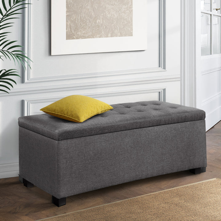 P&F SkyWay Large Fabric Storage Ottoman - Grey