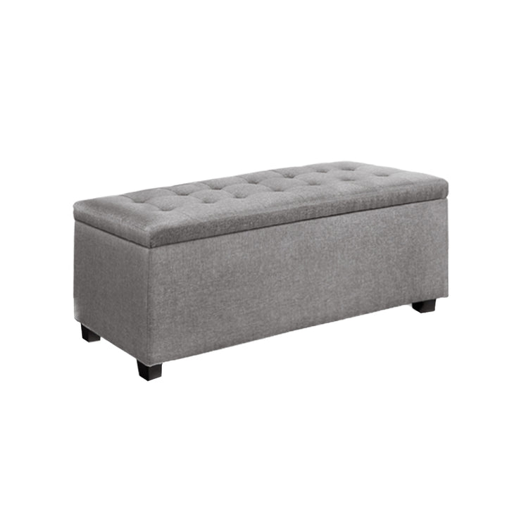 P&F SkyWay Large Fabric Storage Ottoman - Light Grey