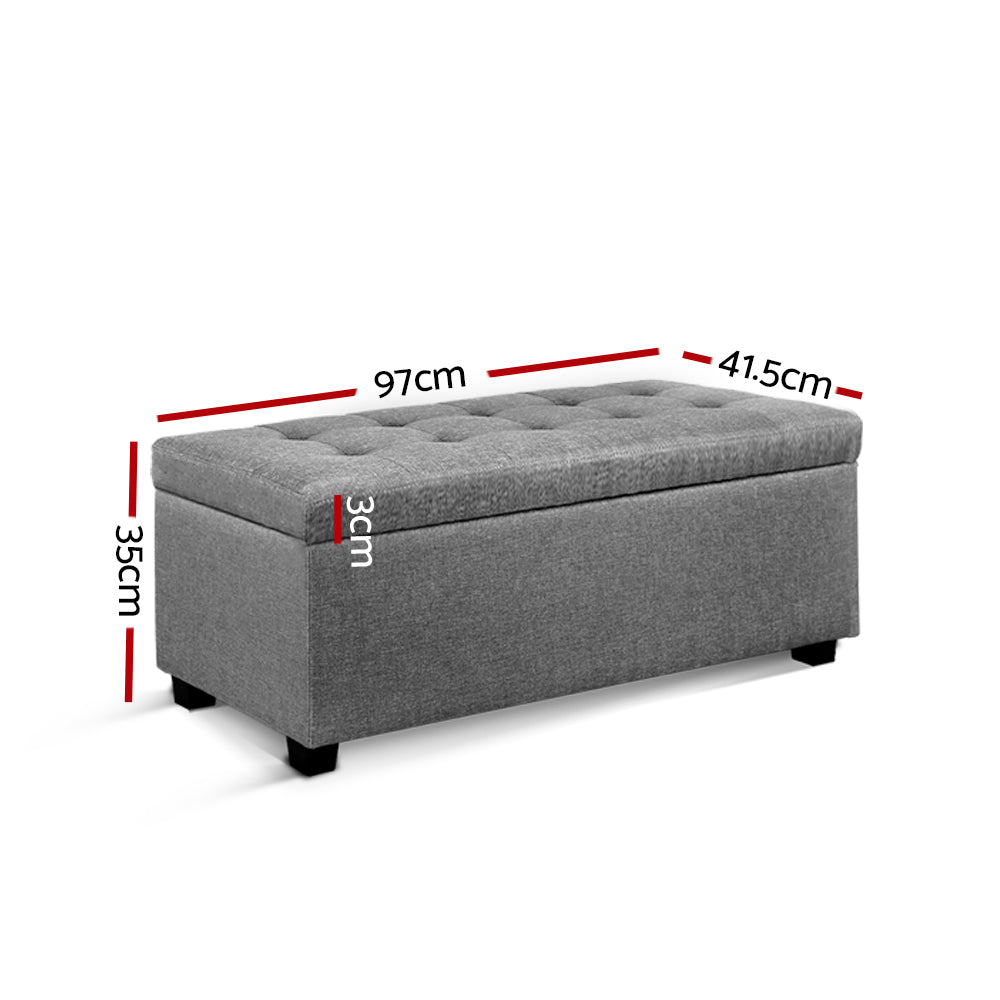 P&F SkyWay Large Fabric Storage Ottoman - Light Grey