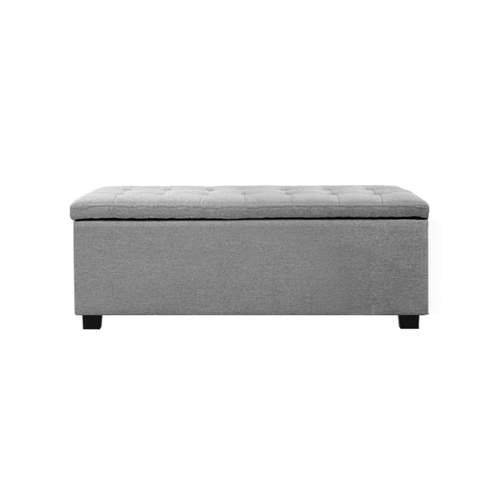 P&F SkyWay Large Fabric Storage Ottoman - Light Grey