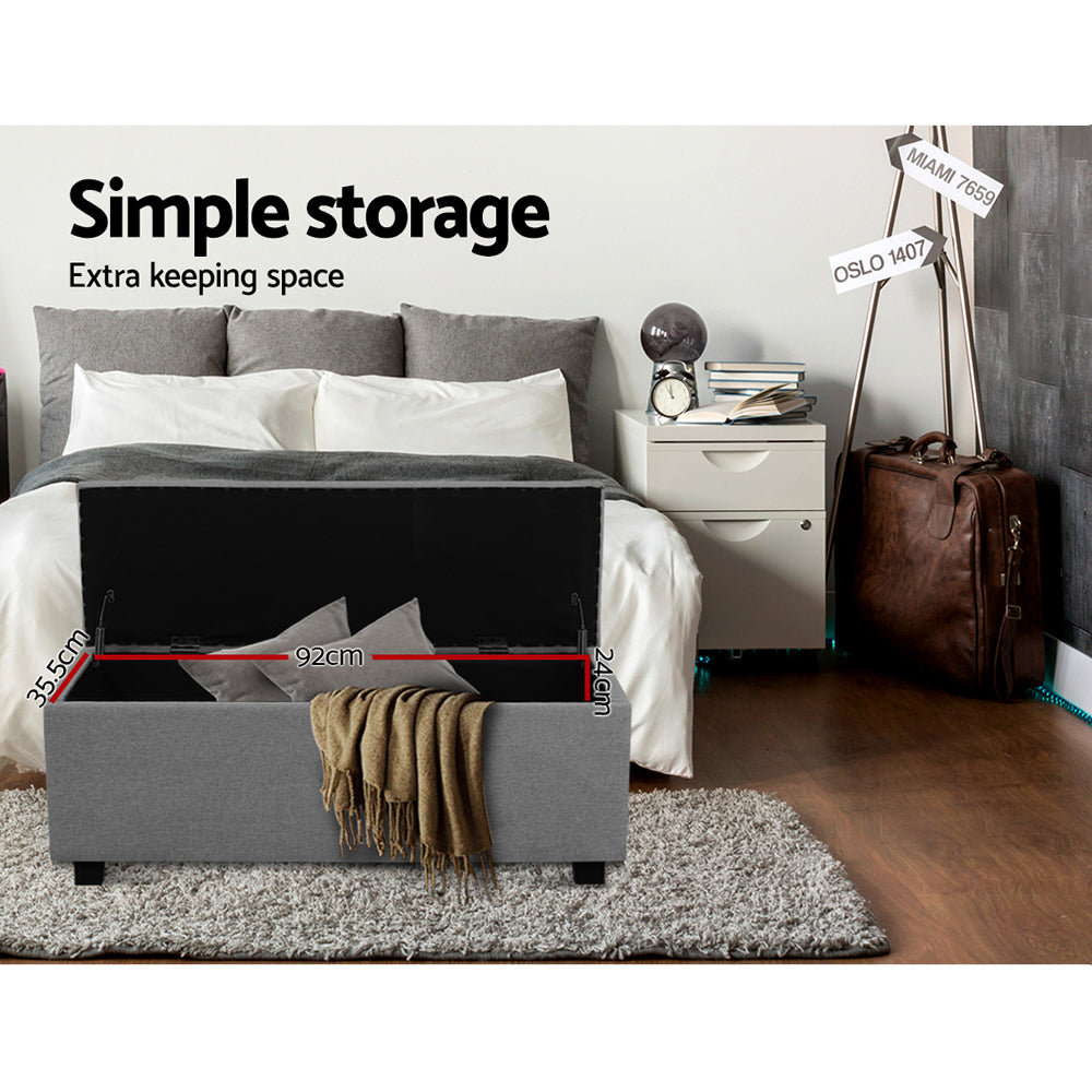 P&F SkyWay Large Fabric Storage Ottoman - Light Grey