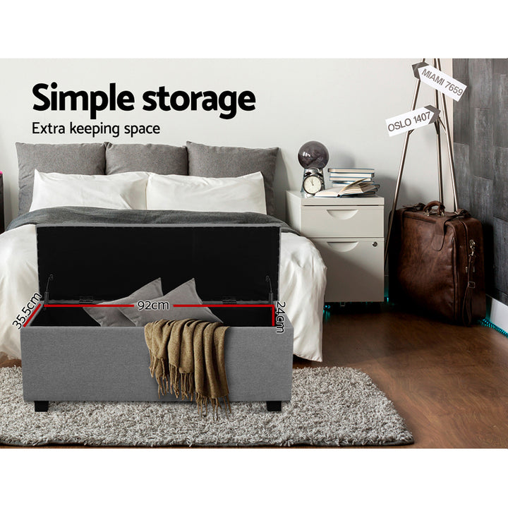 P&F SkyWay Large Fabric Storage Ottoman - Light Grey