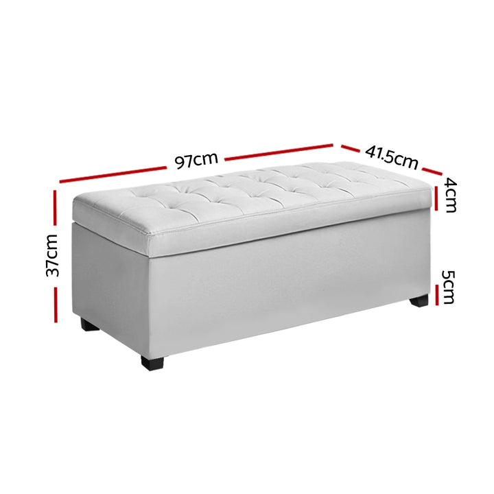 P&F SkyWay Storage Ottoman Blanket Box Footstool Leather Foot Stool Chest Toy Large