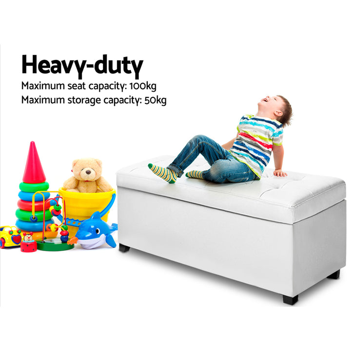 P&F SkyWay Storage Ottoman Blanket Box Footstool Leather Foot Stool Chest Toy Large