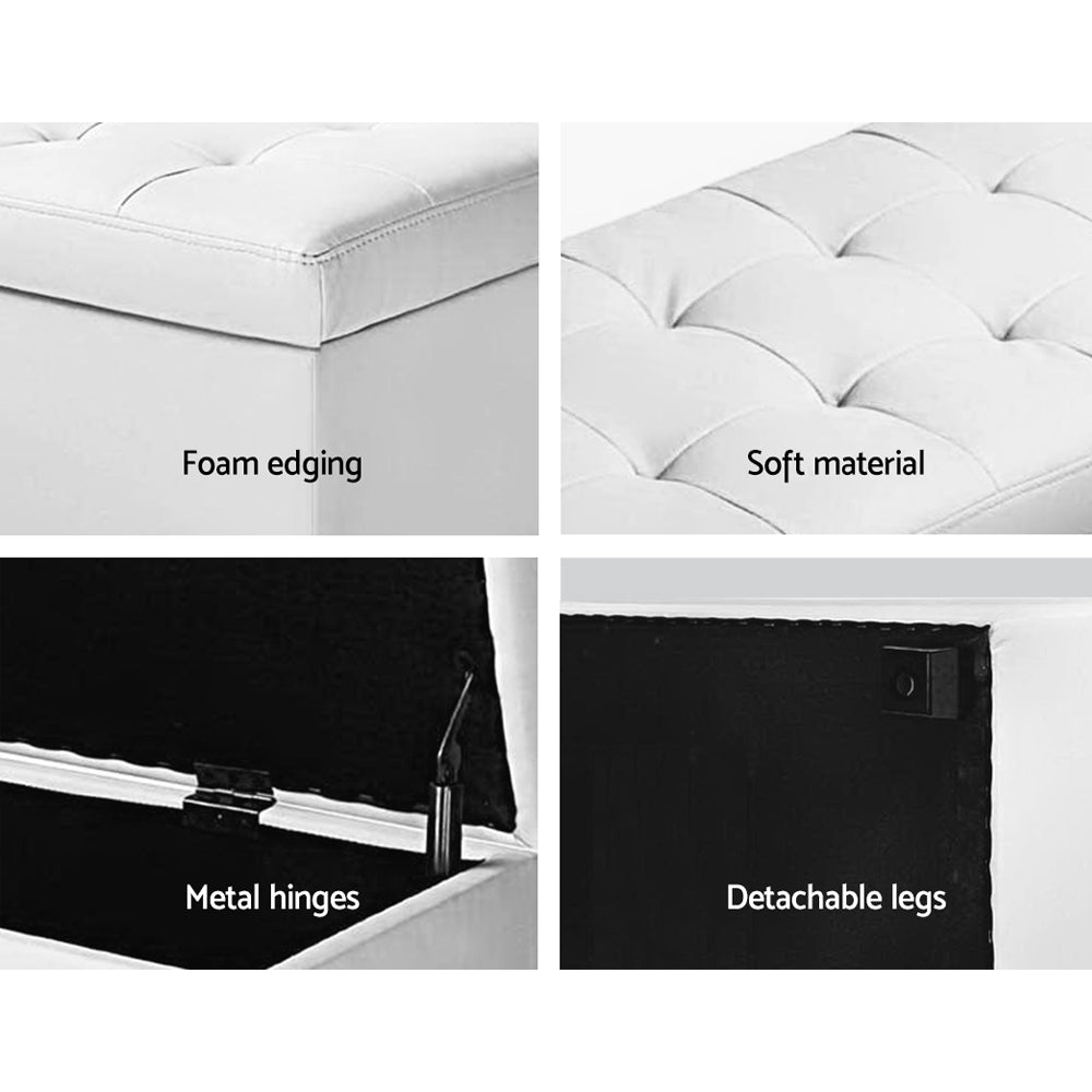 P&F SkyWay Storage Ottoman Blanket Box Footstool Leather Foot Stool Chest Toy Large