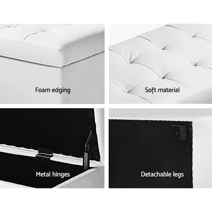 P&F SkyWay Storage Ottoman Blanket Box Footstool Leather Foot Stool Chest Toy Large