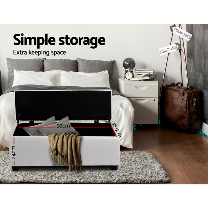 P&F SkyWay Storage Ottoman Blanket Box Footstool Leather Foot Stool Chest Toy Large