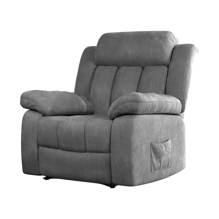 P&F SkyWay Recliner Chair Electric Massage Chair Velvet Lounge Sofa Heated Grey