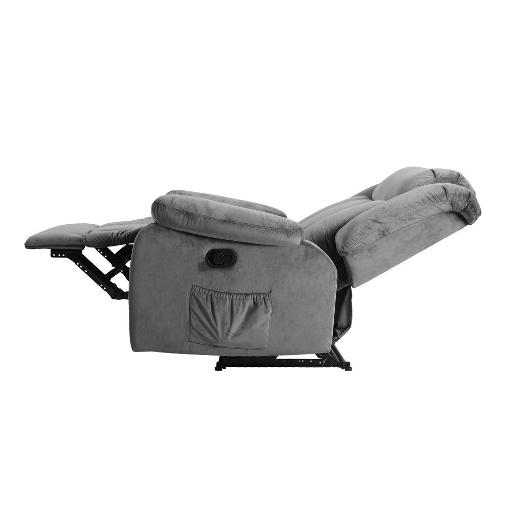 P&F SkyWay Recliner Chair Electric Massage Chair Velvet Lounge Sofa Heated Grey