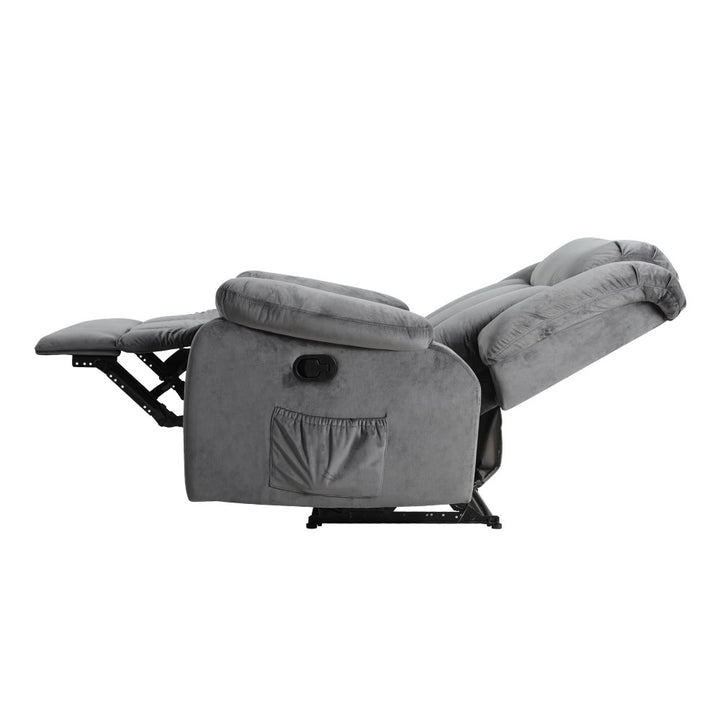 P&F SkyWay Recliner Chair Electric Massage Chair Velvet Lounge Sofa Heated Grey
