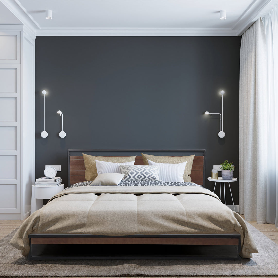 P&F Milano Decor Azure Bed Frame With Headboard Black