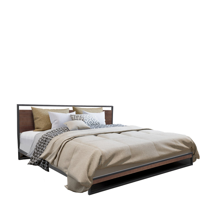 P&F Milano Decor Azure Bed Frame With Headboard Black