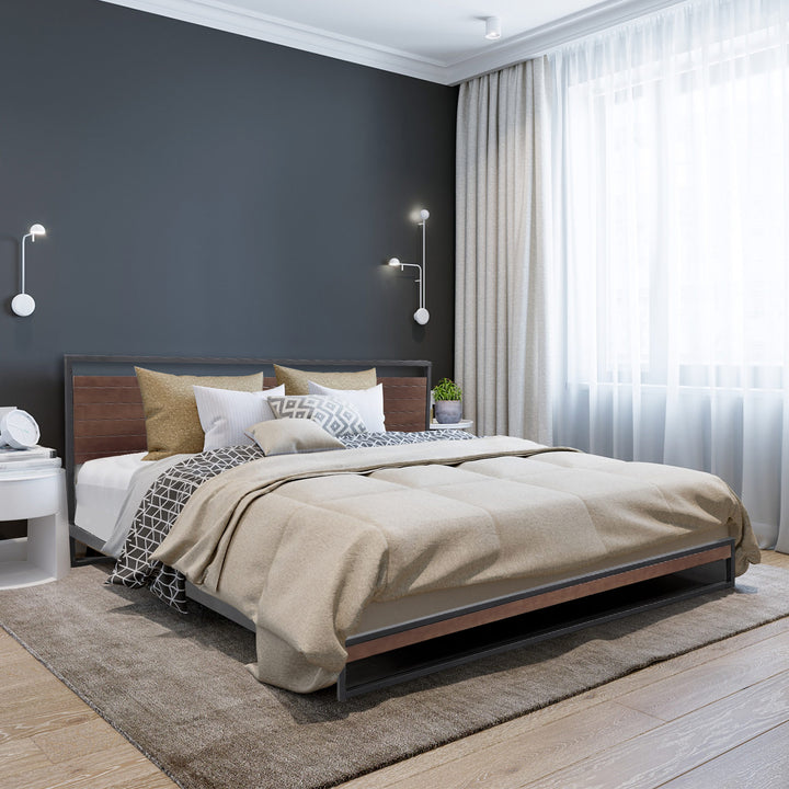 P&F Milano Decor Azure Bed Frame With Headboard Black
