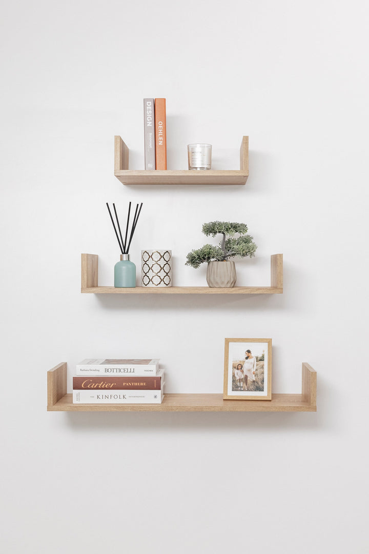 P&F ZennHome Three Piece Oak Shelf Kit