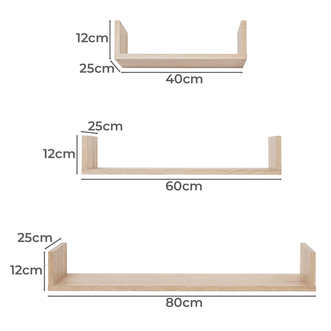 P&F ZennHome Three Piece Oak Shelf Kit