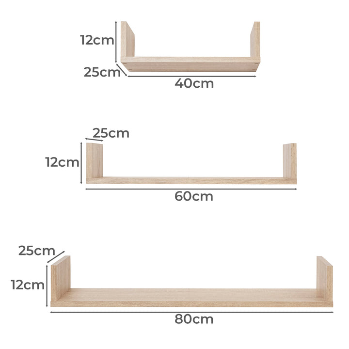 P&F ZennHome Three Piece Oak Shelf Kit