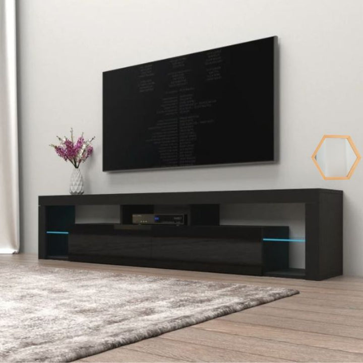 P&F SkyWay Modern TV Cabinet Living Room Furniture 200cm Black