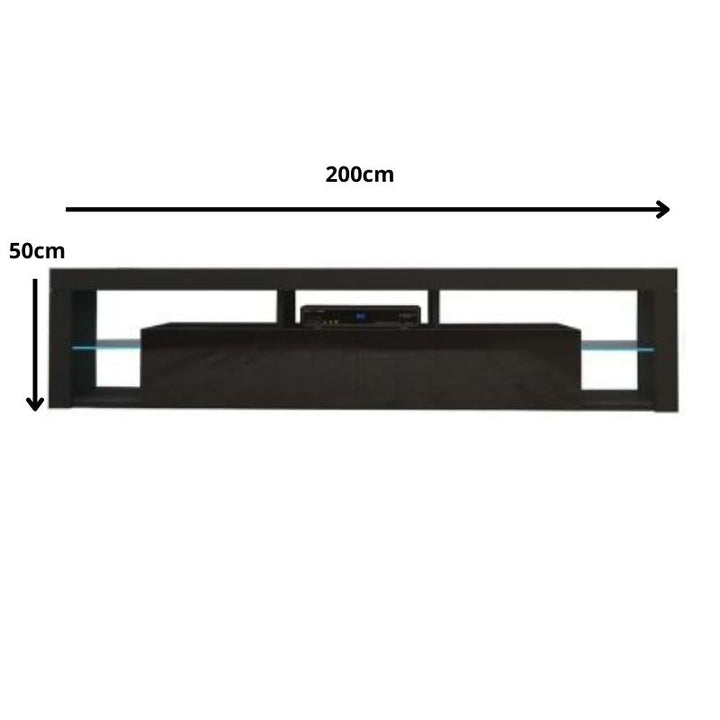 P&F SkyWay Modern TV Cabinet Living Room Furniture 200cm Black