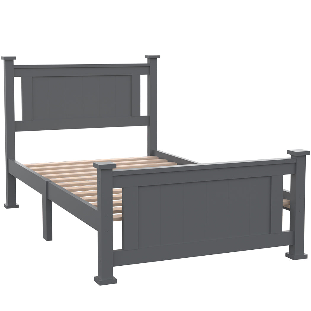 P&F BohoNest King Single Wooden Timber Bed Frame - Grey