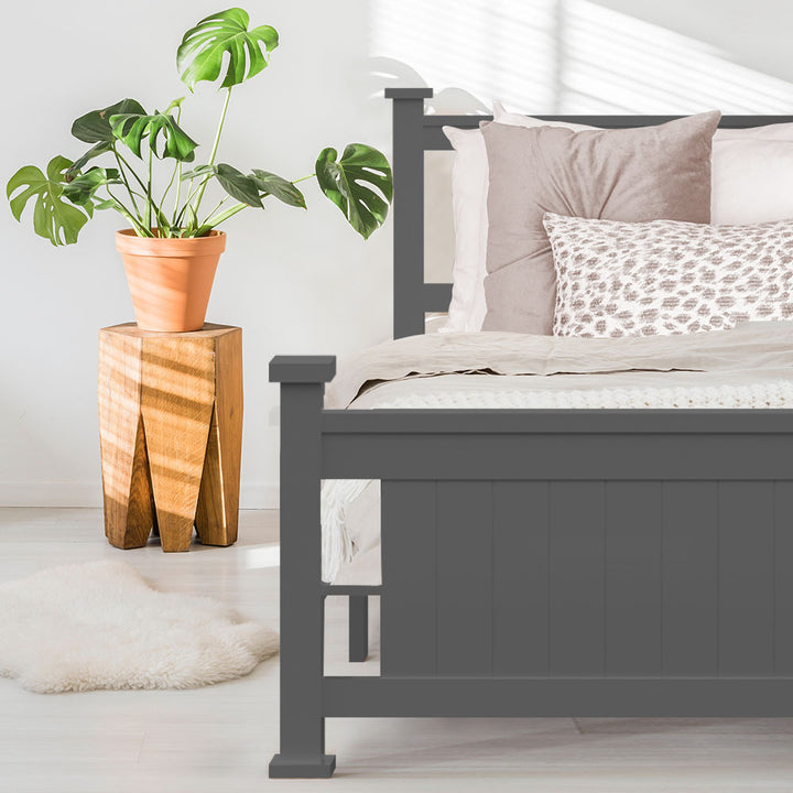 P&F BohoNest King Single Wooden Timber Bed Frame - Grey