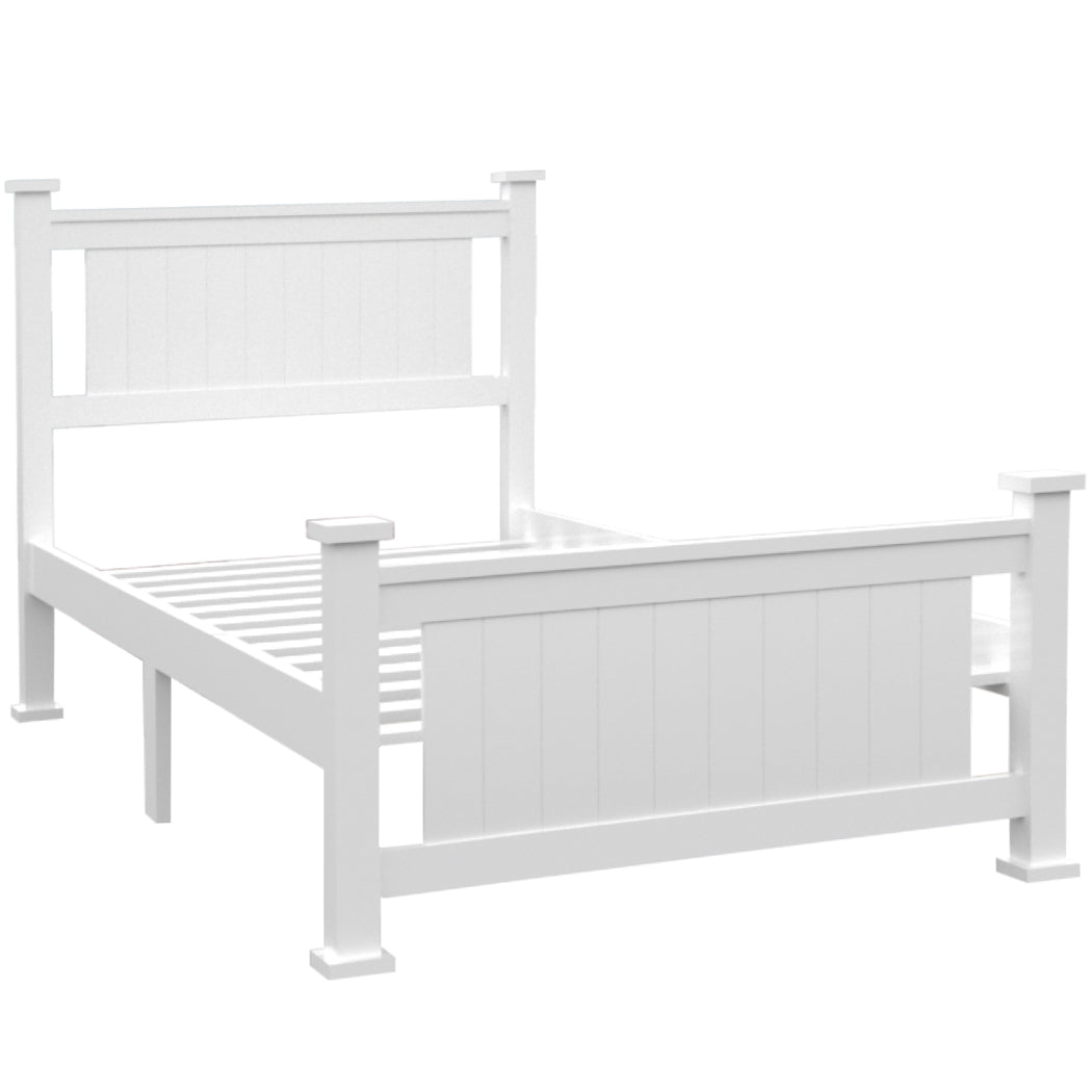 P&F BohoNest King-Single Wooden Timber Bed Frame, White