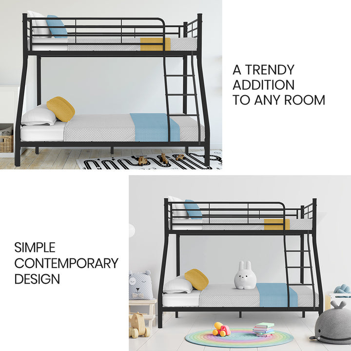 P&F Kingston Slumber Metal Single over Double Bunk Bed Frame, Dark Matte Grey