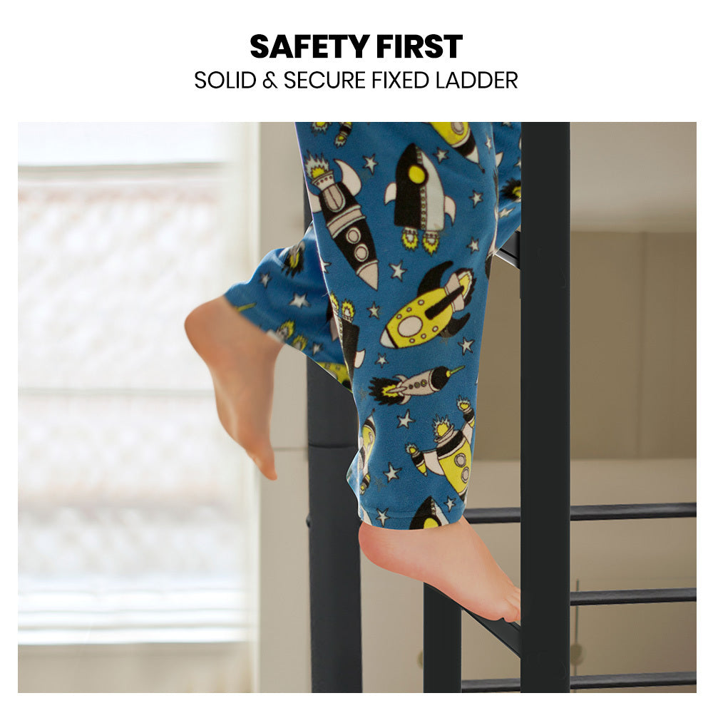 P&F Kingston Slumber Metal Single over Double Bunk Bed Frame, Dark Matte Grey