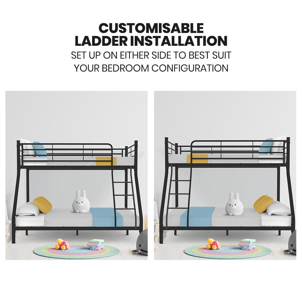 P&F Kingston Slumber Metal Single over Double Bunk Bed Frame, Dark Matte Grey