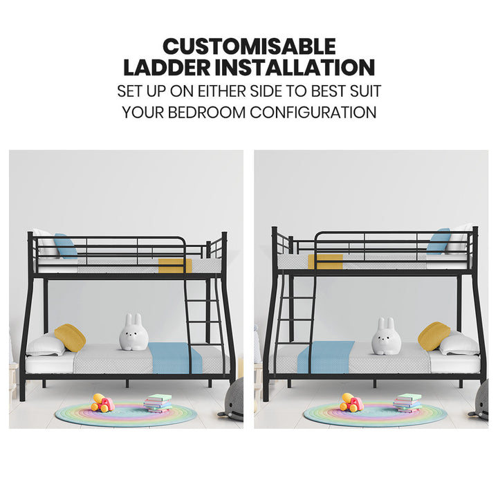 P&F Kingston Slumber Metal Single over Double Bunk Bed Frame, Dark Matte Grey