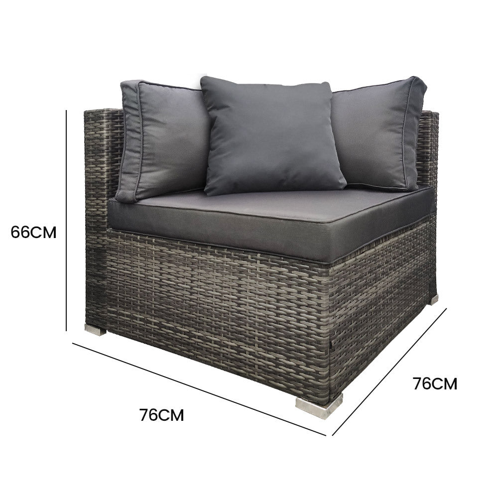 P&F ZennHome 1 Seater Outdoor Corner Modular Lounge Chair, Grey