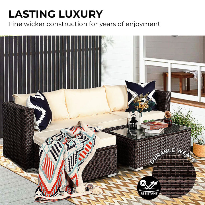 P&F ZennHome 5pc Modular Outdoor Lounge Set PE Rattan - Brown